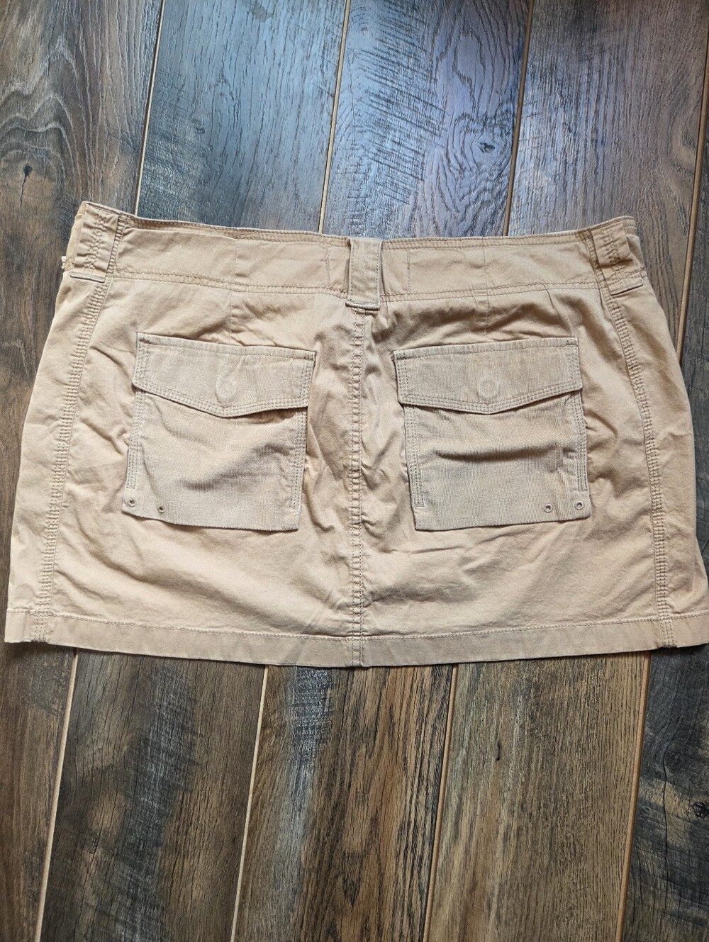 Abercrombie & Fitch Y2K Cargo Micro Mini Skirt Tan Corduroy Patchwork L EUC - Picture 3 of 7